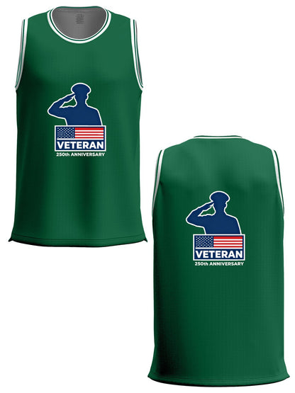 Custom Adult Basketball Jersey Personalized Print Basketball Top, USA 250th. Veteran Graphic