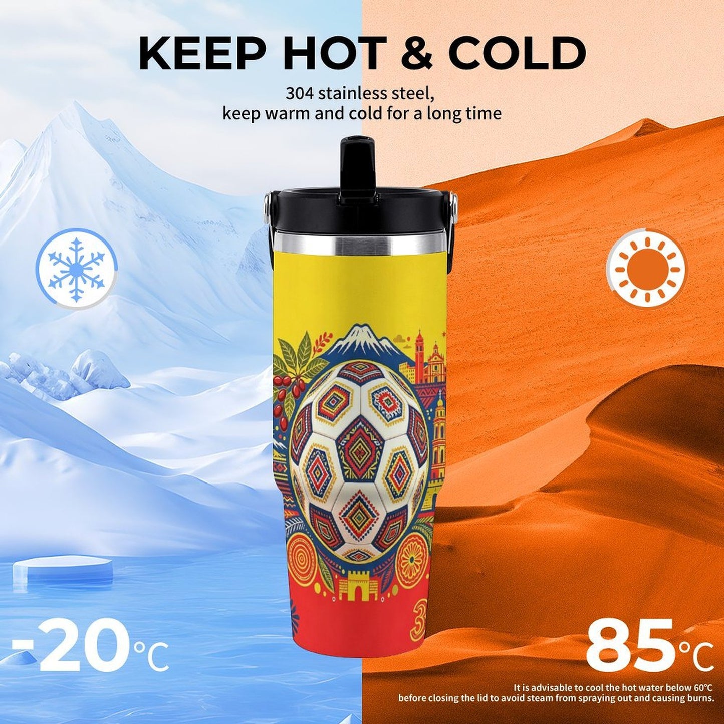 30Oz Large Capacity Stainless Steel Insulated Car Travel Mug