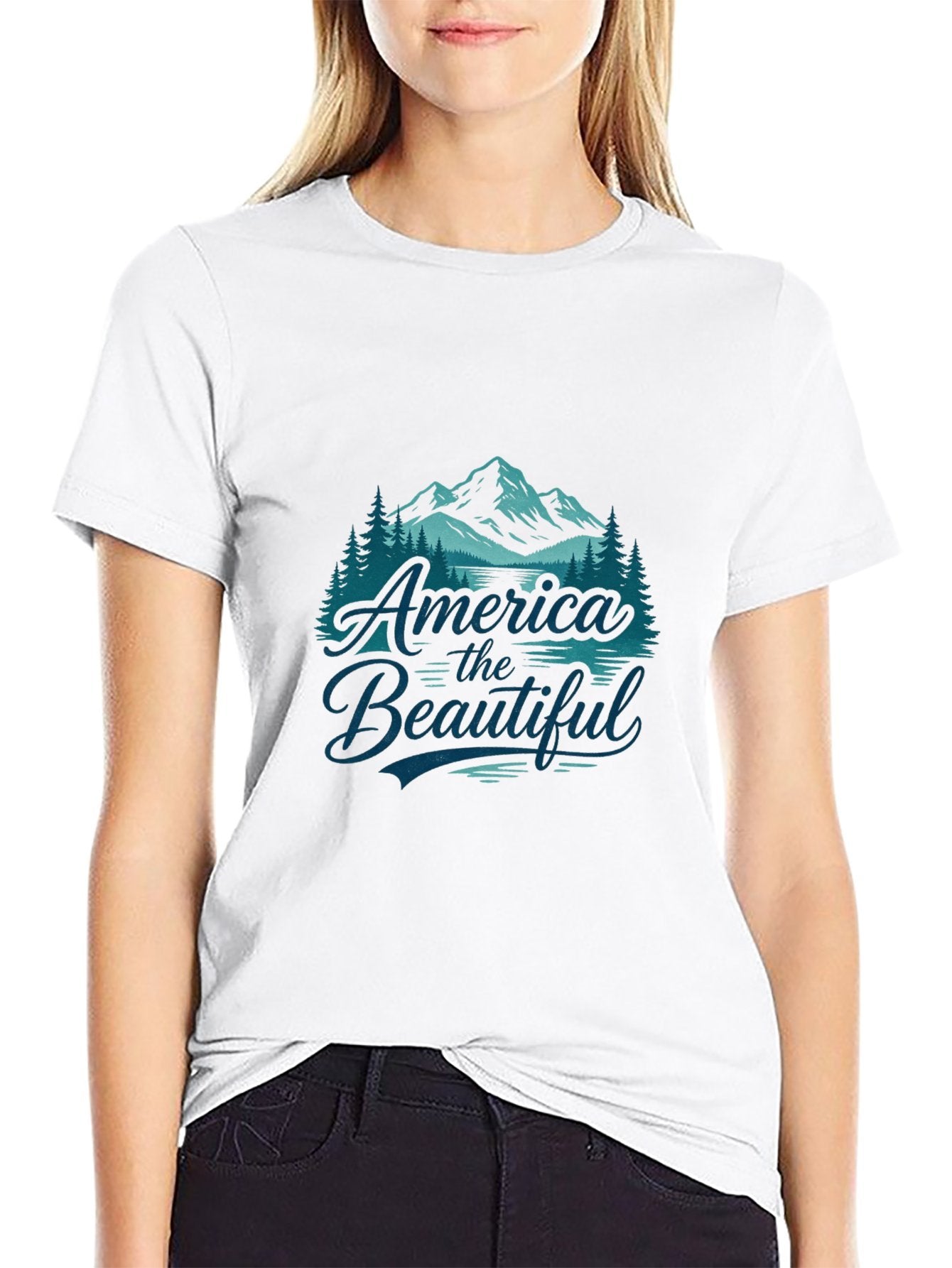 180g Pure Cotton Men's and Women's USA 250th. "America the Beautiful" Graphic T-Shirt, USA Casual Cotton Tee