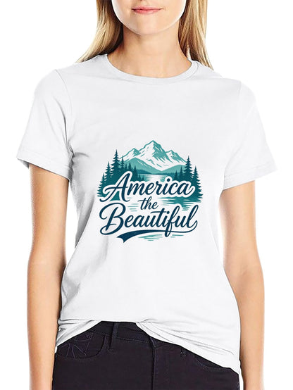 180g Pure Cotton Men's and Women's USA 250th. "America the Beautiful" Graphic T-Shirt, USA Casual Cotton Tee