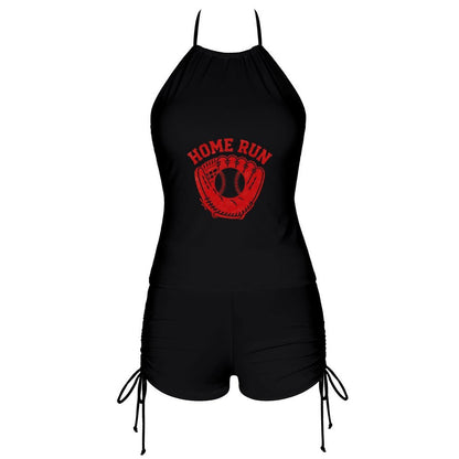 "Home Run" Graphic Swimsuit Set, Women's Two Piece Bathing Suit for Beach & Vacation