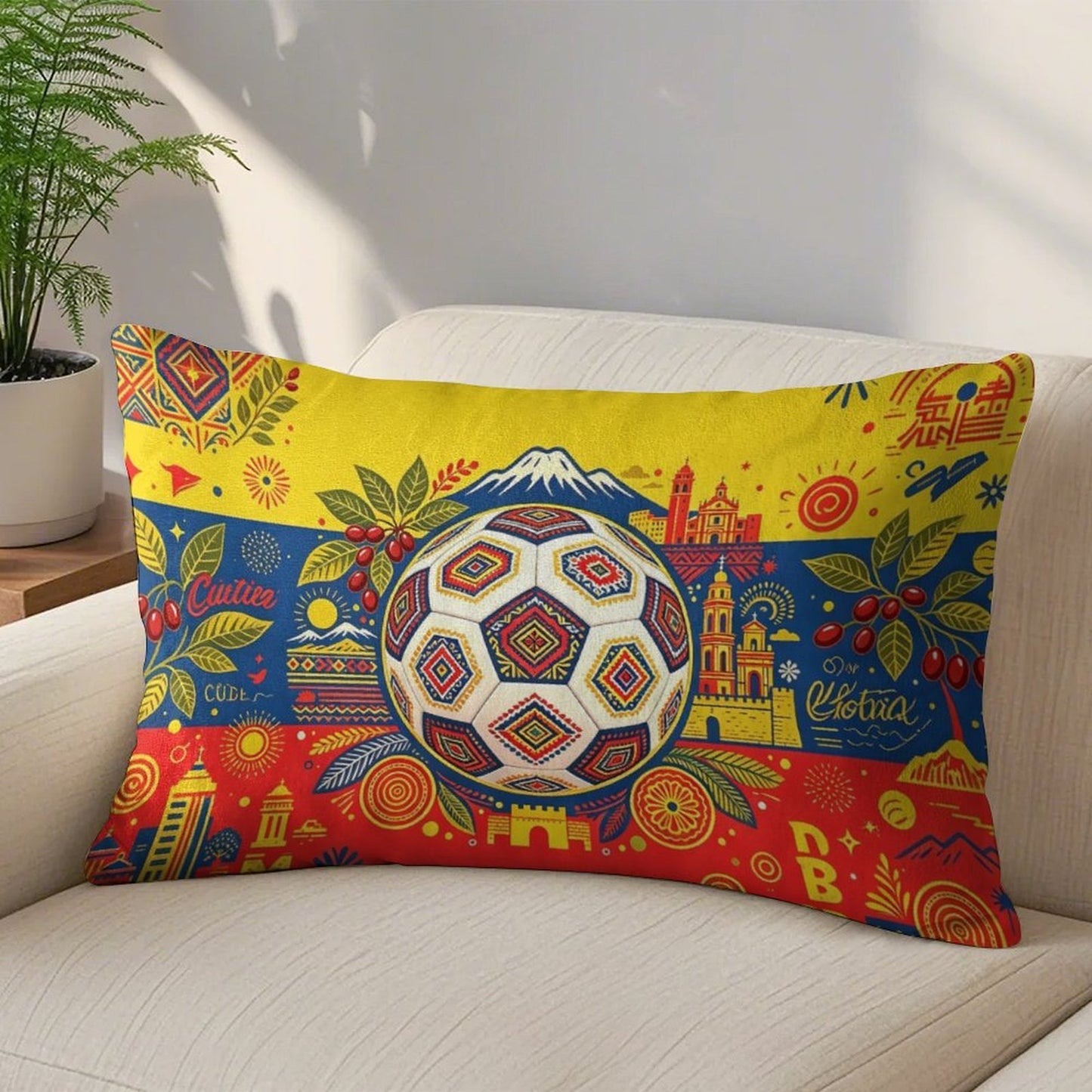 12"x20" Golden Velvet Pillowcase , World Cup Graphic Pillowcase with Unique design, Perfect for Bedroom, Dorm and a Nice Gift