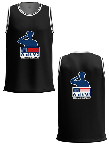 Custom Adult Basketball Jersey Personalized Print Basketball Top, USA 250th. Veteran Graphic