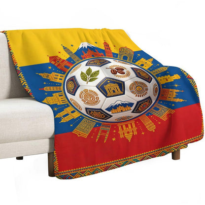 30"x40" 280gsm Flannel + 220gsm Sherpa Fleece Blanket World Cup Colombia Graphic Blanket, Soft Cover for Daily Use