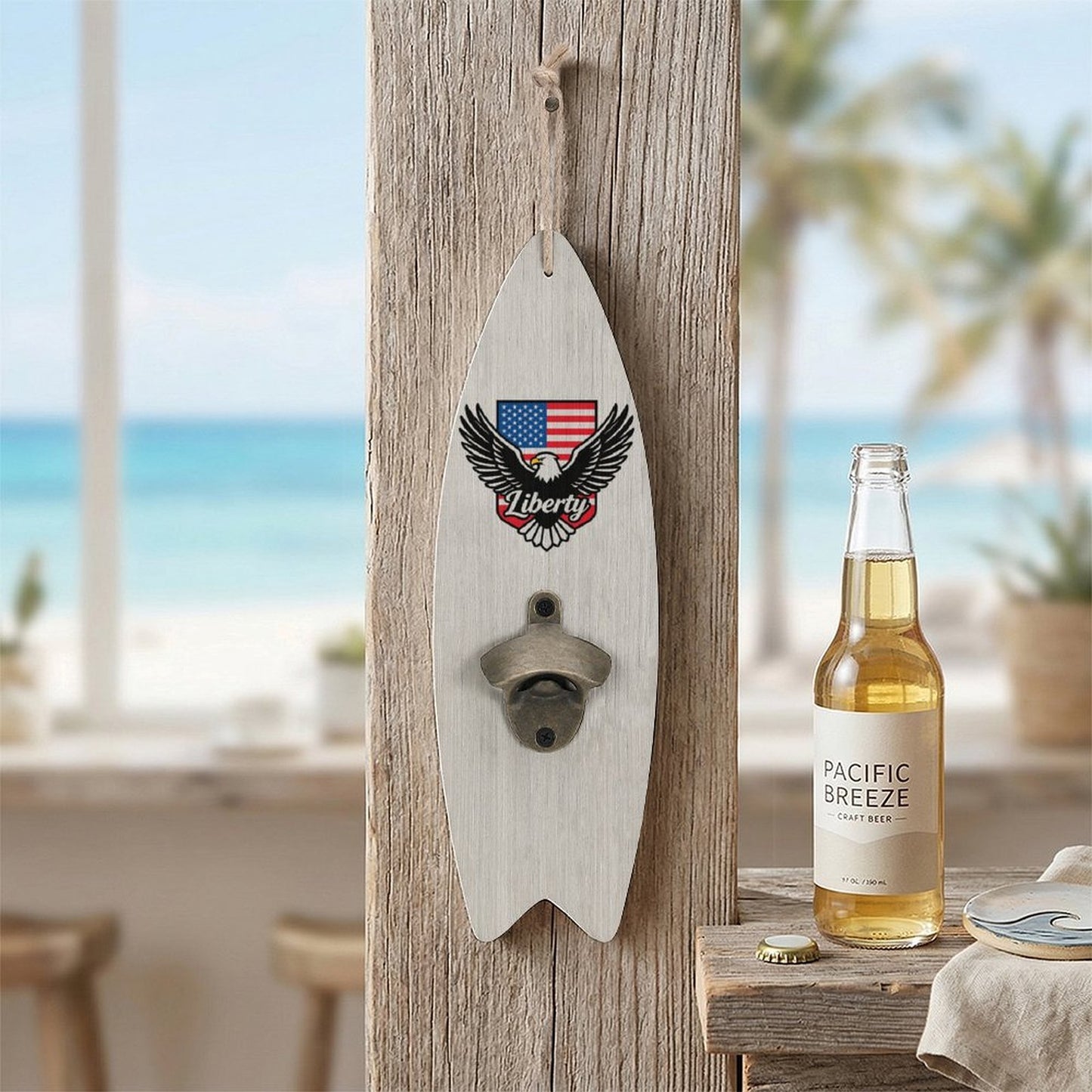 Wooden Surfboard Shaped Corkscrew, Unique Bar & Kitchen Bottle Opener