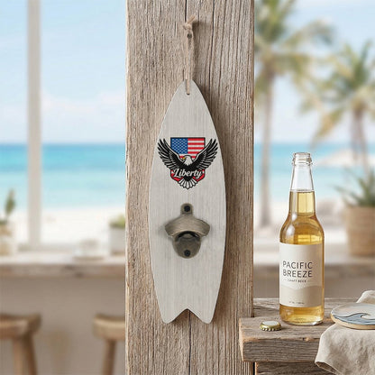 Wooden Surfboard Shaped Corkscrew, Unique Bar & Kitchen Bottle Opener
