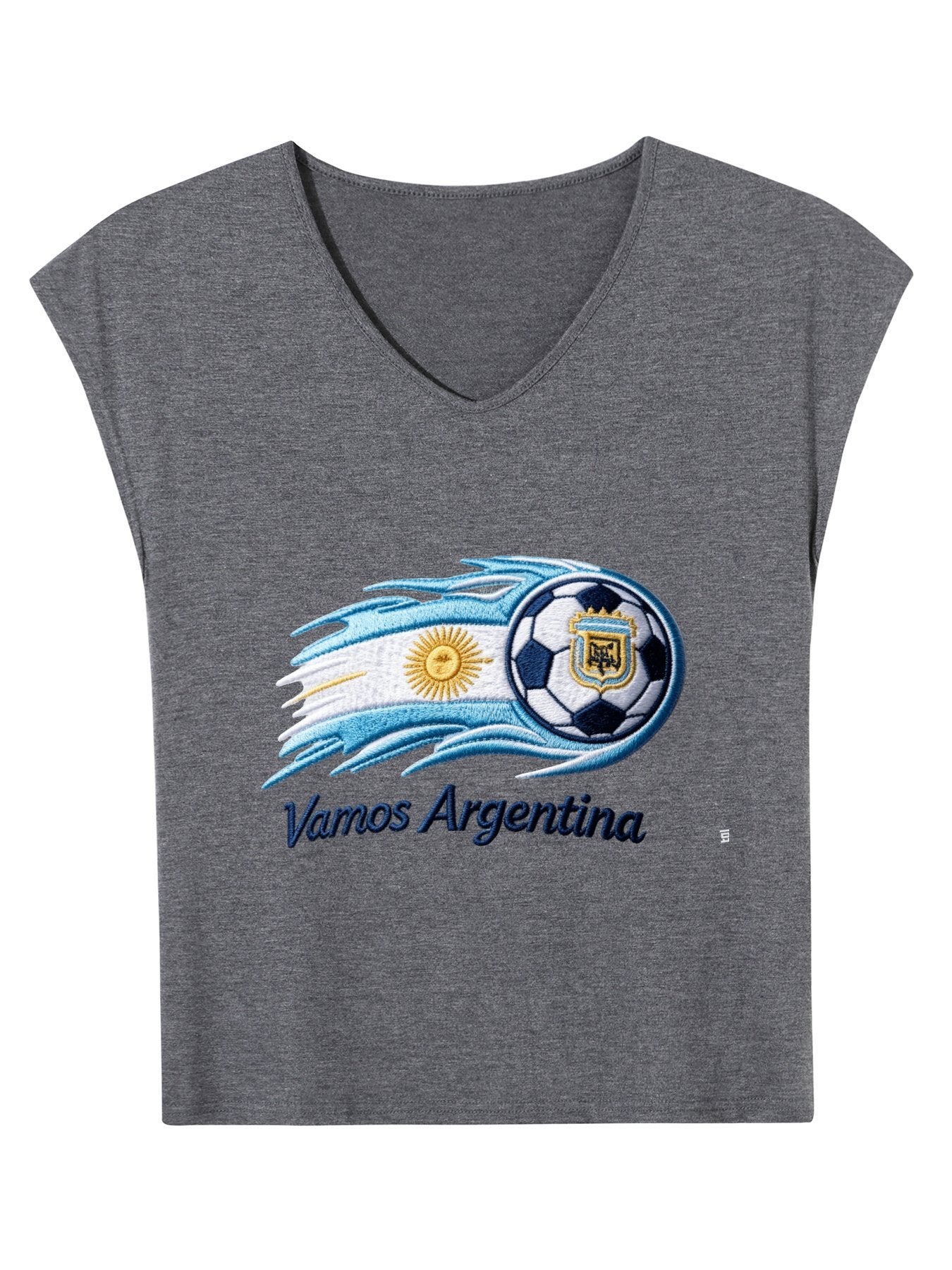 V-neck Sleeveless T-Shirt, Women's World Cup 2026  "Vamos Argentina" Graphic T-Shirt, USA Casual Cotton Tee