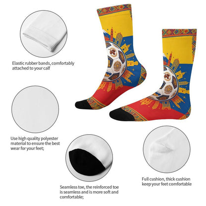 Boys & Girls Full Graphic Printed Socks ,World Cup 2026 Colombia Graphic, Stretchy Casual Socks for Children