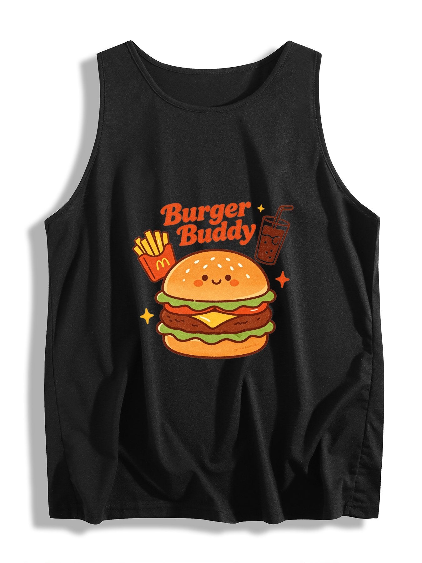 Women's "Burger Buddy" Sleeveless T-shirt, Casual Cotton Daily Wear Tank Top