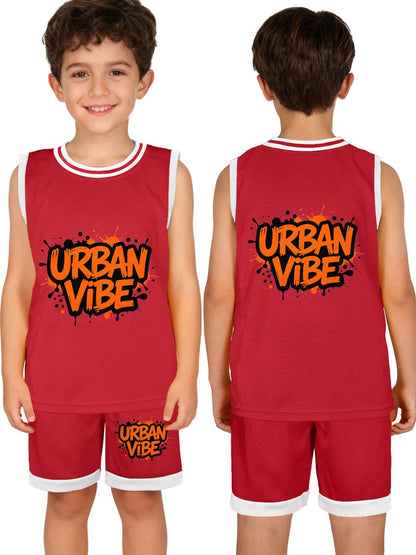 Kids Basketball Training Set, Youth Printed Basketball Suit Set for Daily Play