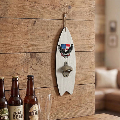 Wooden Surfboard Shaped Corkscrew, Unique Bar & Kitchen Bottle Opener