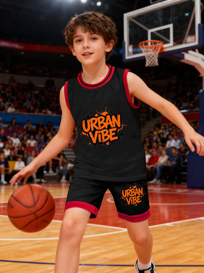 Kids Basketball Training Set, Youth Printed Basketball Suit Set for Daily Play