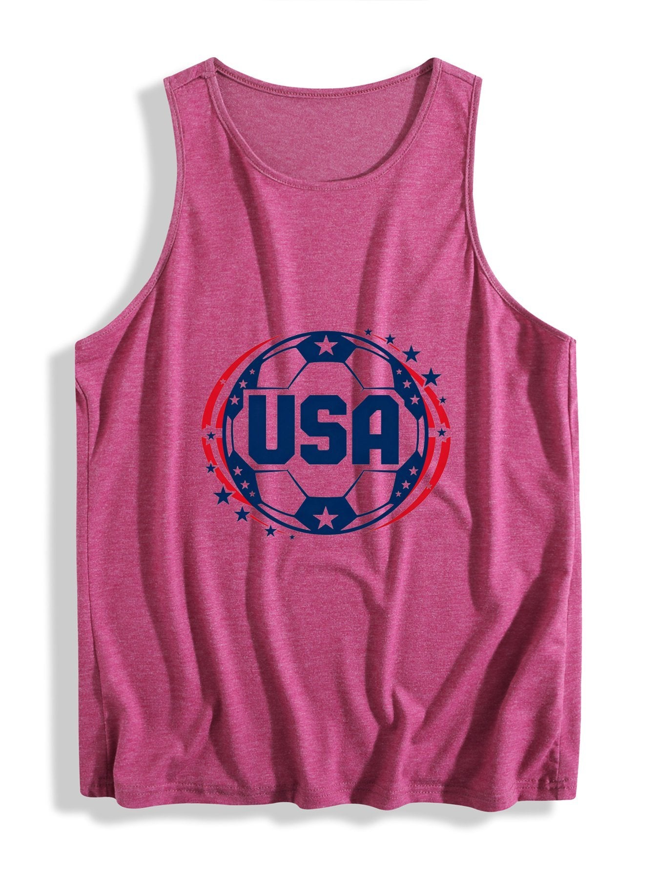 Women's Soccer Fan Graphic Sleeveless T-shirt, Casual Cotton Daily Wear Tank Top