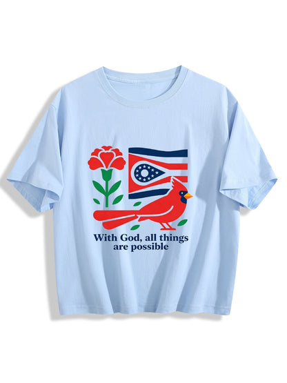 180g Pure Cotton Women's USA 250 State Pride  Graphic T-Shirt,  Casual Cotton Tee for Daily Wear