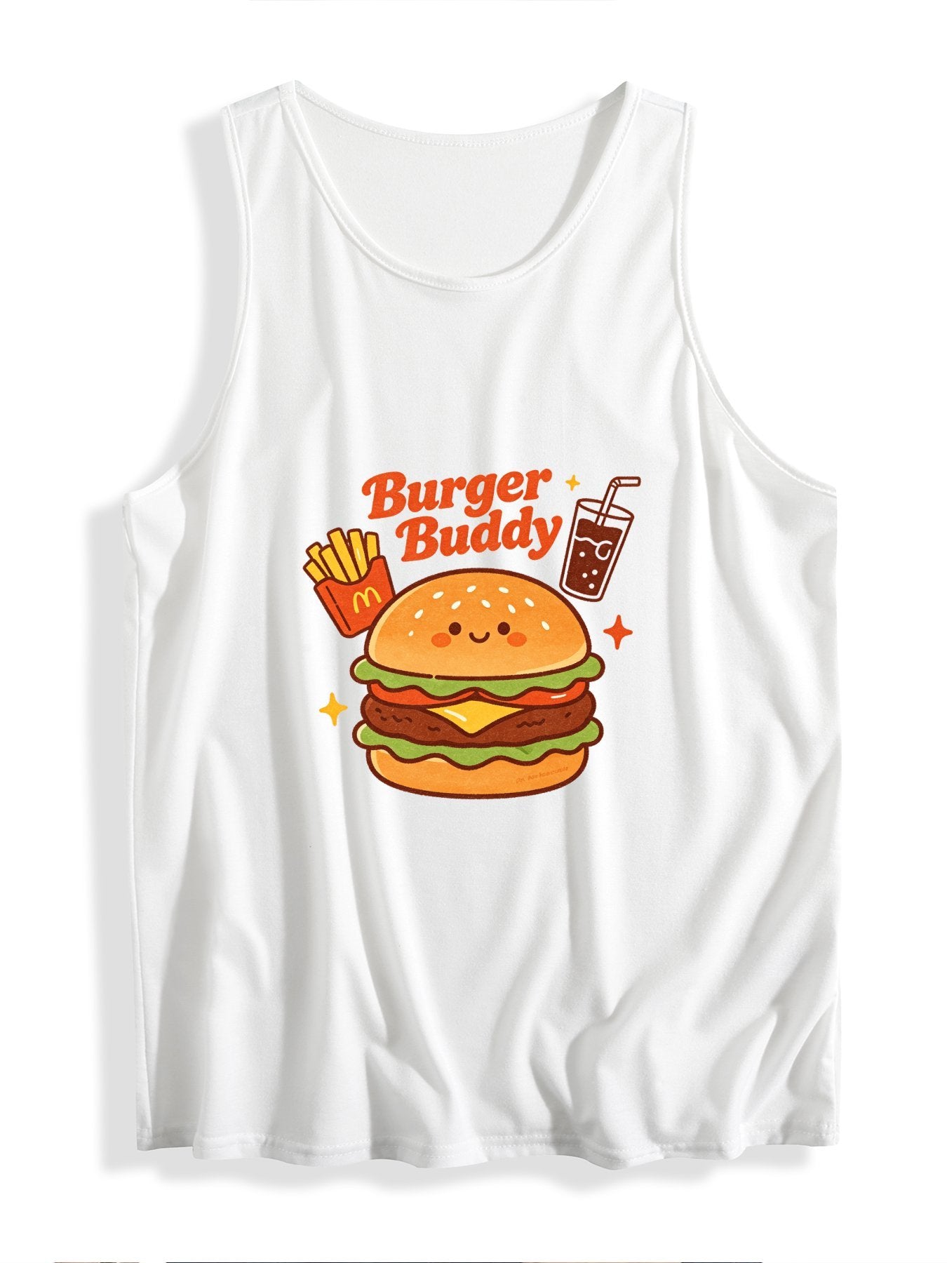 Women's "Burger Buddy" Sleeveless T-shirt, Casual Cotton Daily Wear Tank Top