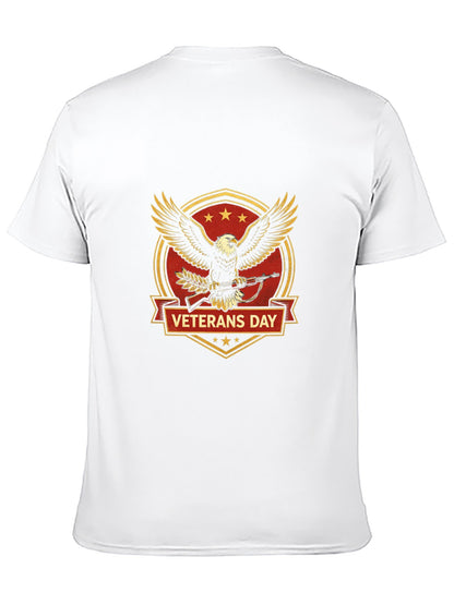 180g Pure Cotton Men's and Women's Patriotic "Veterans Day" Graphic T-Shirt, USA Casual Cotton Tee