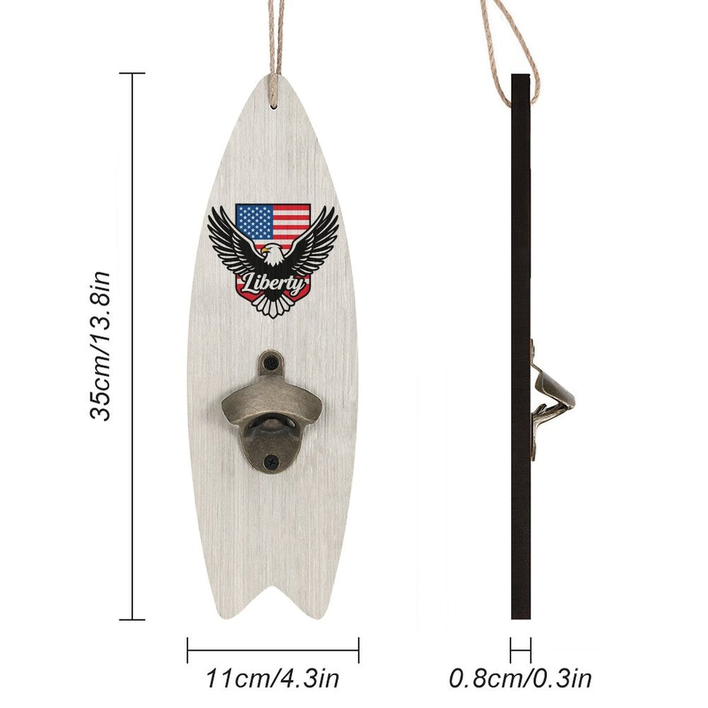 Wooden Surfboard Shaped Corkscrew, Unique Bar & Kitchen Bottle Opener
