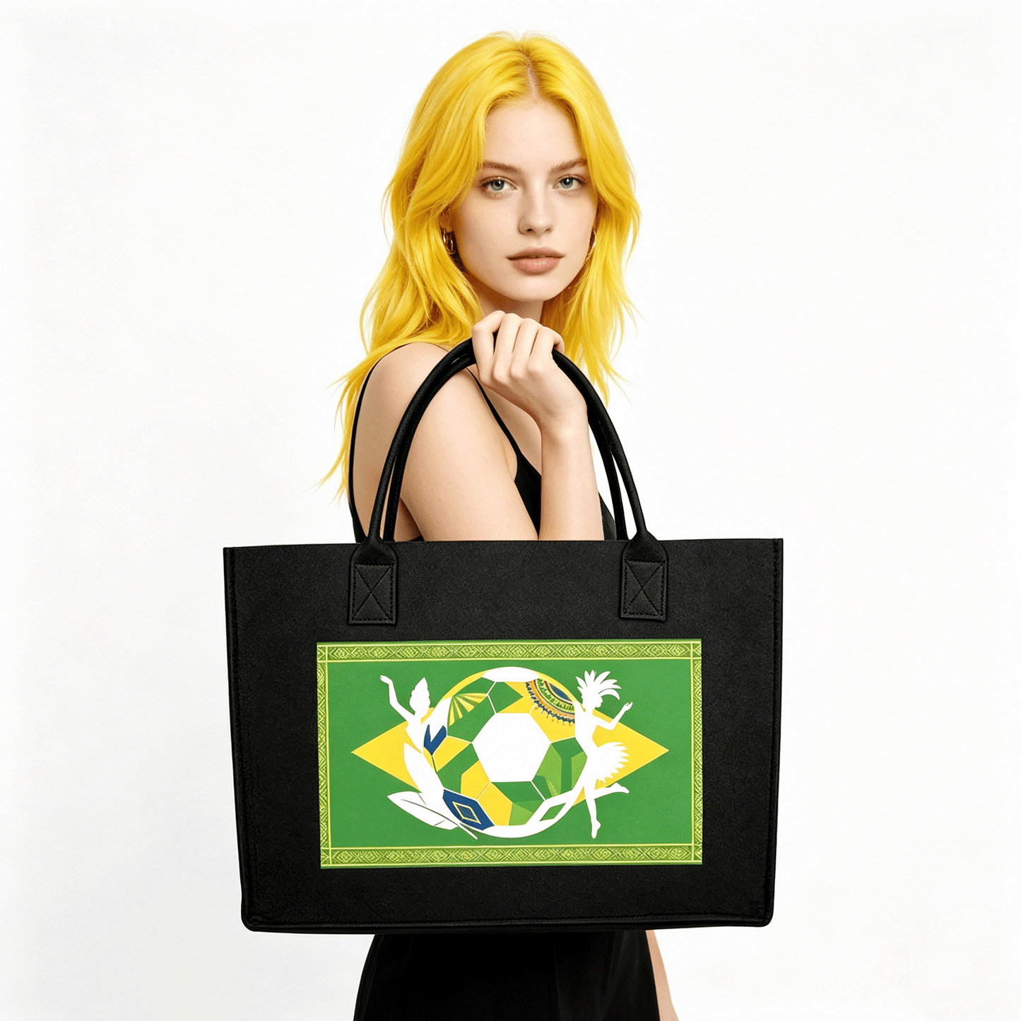 15.7"x11.8"x5.9" Eco-Friendly Felt Reusable Bag, Custom Logo & Pattern Printed Tote Bag, Multi-purpose Grocery & Travel Bag