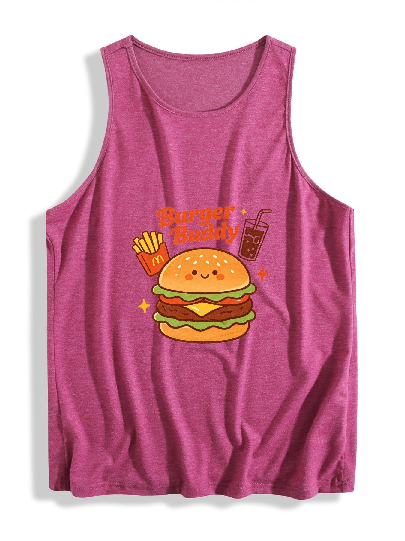 Women's "Burger Buddy" Sleeveless T-shirt, Casual Cotton Daily Wear Tank Top