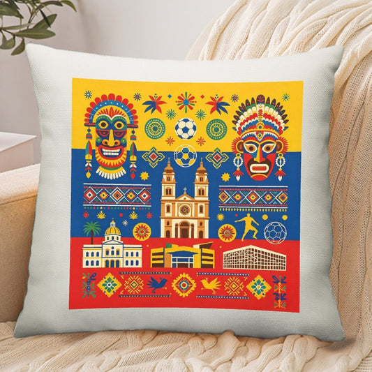 100% Polyester Pillowcase , World Cup Colombia Graphic Pillowcase with Unique Design, Perfect for Bedroom, Dorm and a Nice Gift