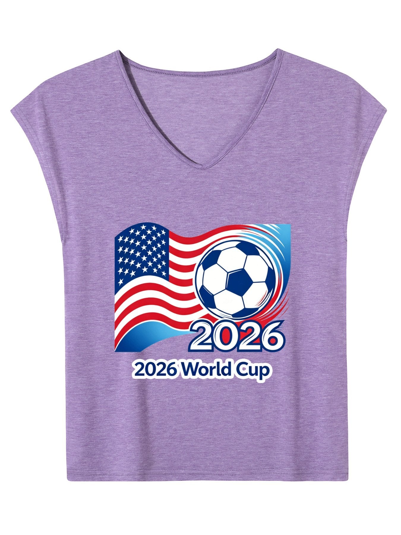 V-neck Sleeveless T-Shirt, Women's World Cup 2026 USA Soccer Graphic T-Shirt, USA Casual Cotton Tee