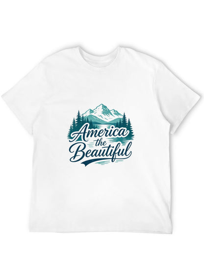 180g Pure Cotton Men's and Women's USA 250th. "America the Beautiful" Graphic T-Shirt, USA Casual Cotton Tee
