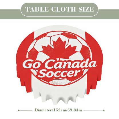 60"×60" Scalloped Edge Table Cover, World Cup 2026 "Go Canada Soccer" Graphic Washable Decor Cover for Party & Daily Dining