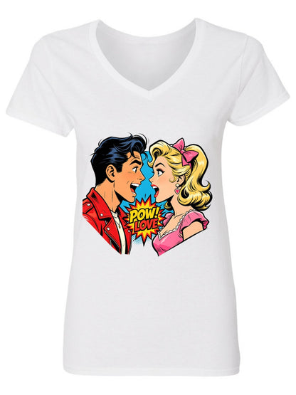 Pure Cotton V-neck Women's Lovers Graphic T-Shirt, USA Casual Cotton Tee