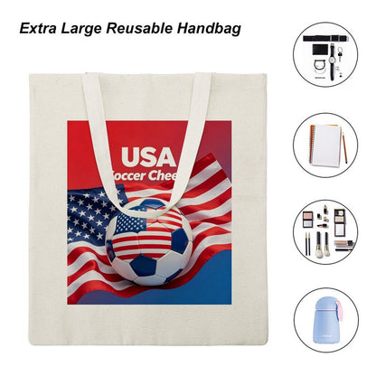 34x40cm World Cup USA Canvas Tote Bag, Practical Daily Use Carry Bag,Fashion Eco-Friendly Tote for Outdoor