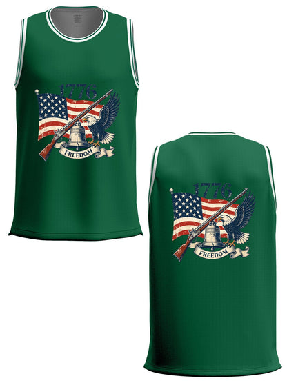 Custom Adult Basketball Jersey Personalized Print Basketball Top, USA 250th. Veteran Graphic