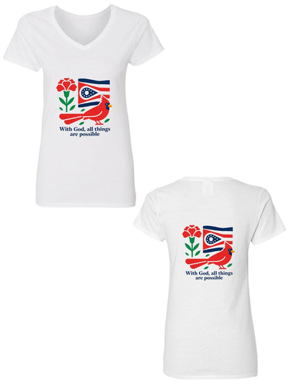 Pure Cotton V-neck Women's USA250th. State Pride Graphic T-Shirt, USA Casual Cotton Tee