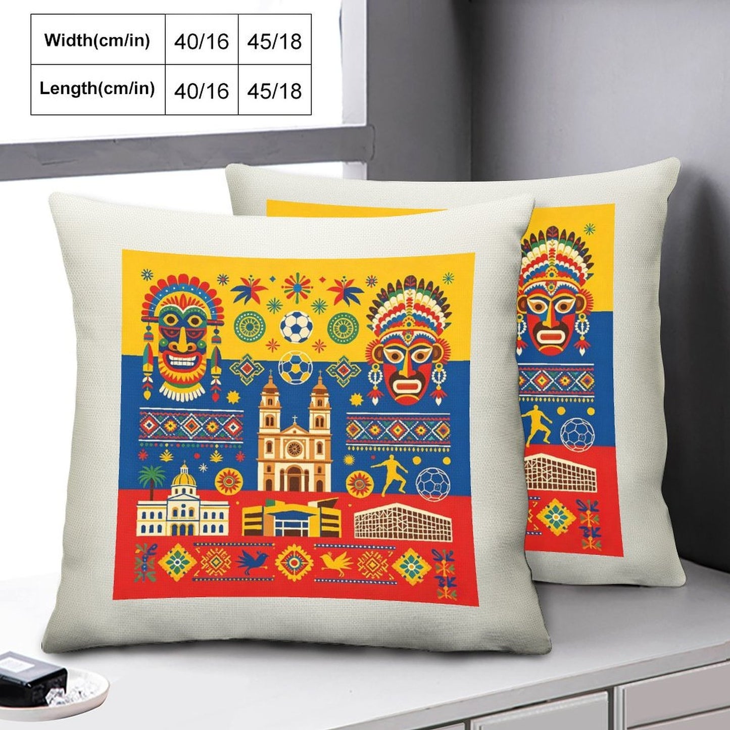 100% Polyester Pillowcase , World Cup Colombia Graphic Pillowcase with Unique Design, Perfect for Bedroom, Dorm and a Nice Gift