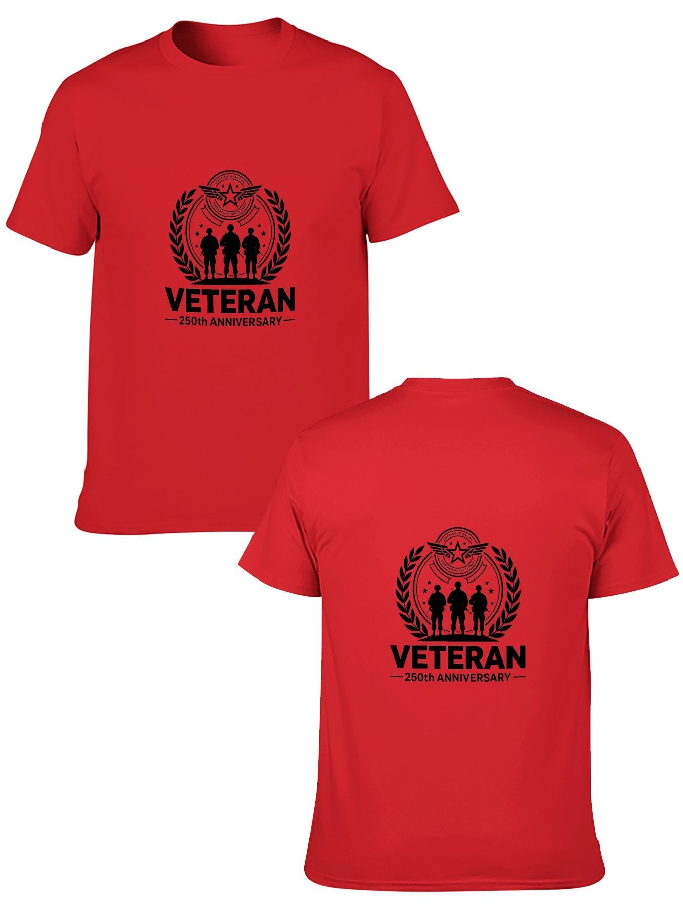 180g Pure Cotton Men's and Women's Patriotic "Veteran" Graphic Casual Cotton Tee for Daily Wear