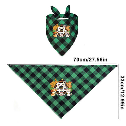 Football 2026 World Cup Cute Dog Cat Grid Pet Triangle Scarf Polyester