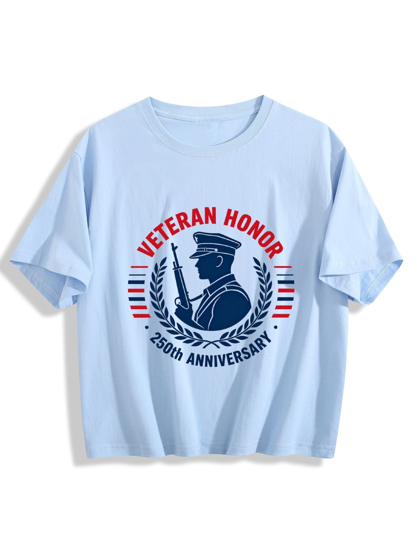 180g Pure Cotton Women's Patriotic "Veteran Honor" Graphic T-Shirt,  Casual Cotton Tee for Daily Wear