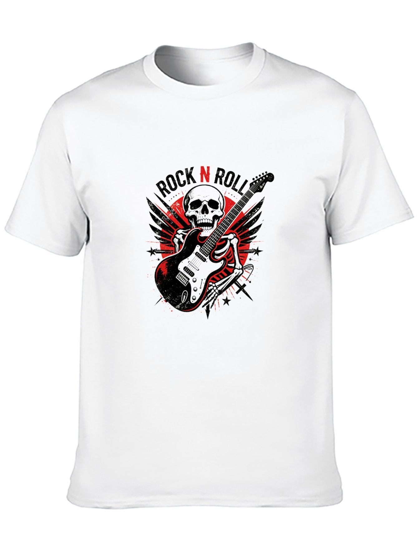 180g Pure Cotton Men's and Women's  "ROCK N ROLL" Graphic T-Shirt, USA Casual Cotton Tee
