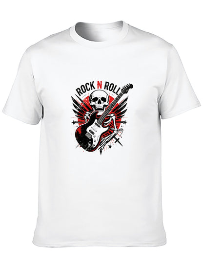 180g Pure Cotton Men's and Women's  "ROCK N ROLL" Graphic T-Shirt, USA Casual Cotton Tee