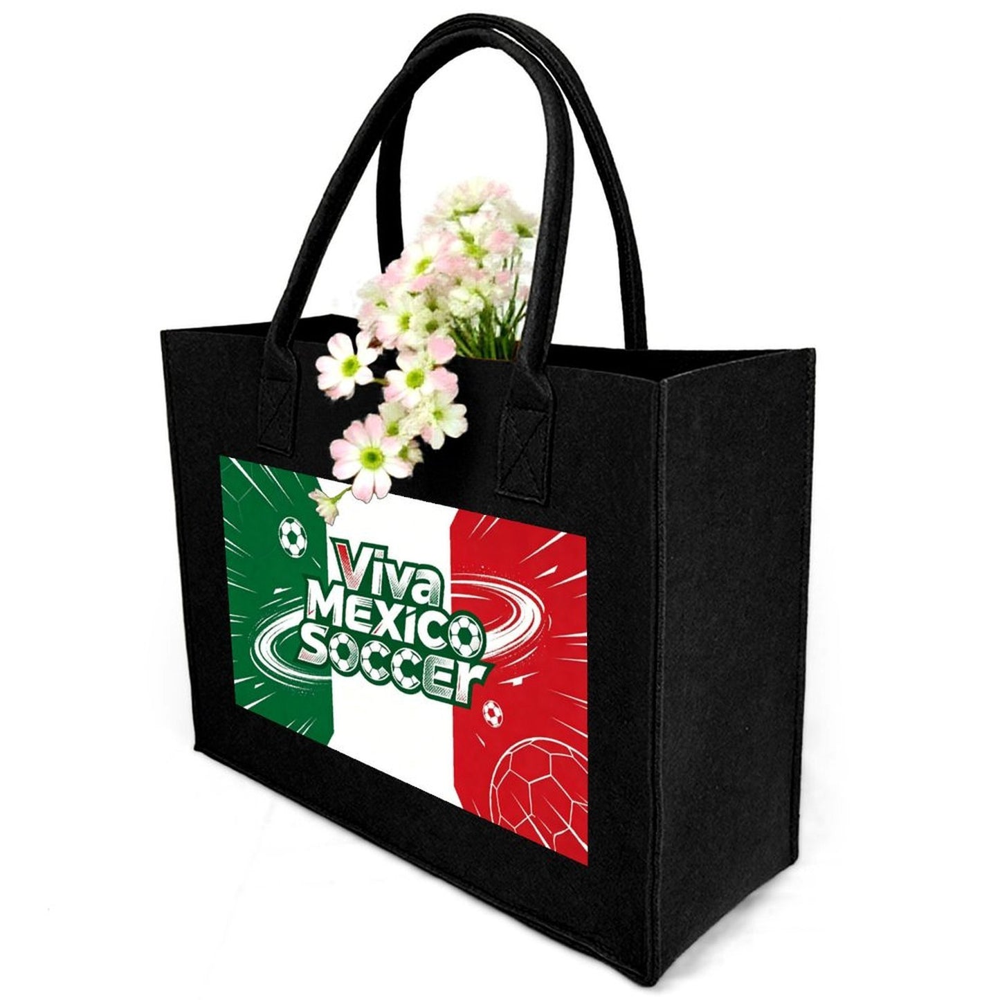 15.7"x11.8"x5.9" Eco-Friendly Felt Reusable Bag, Custom Logo & Pattern Printed Tote Bag, Multi-purpose Grocery & Travel Bag