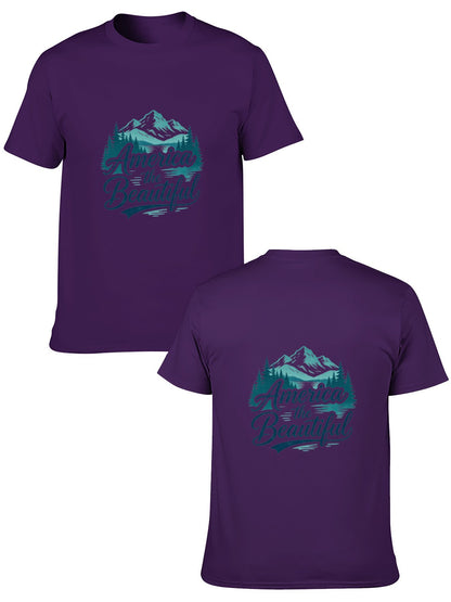 180g Pure Cotton Men's and Women's USA 250th. "America the Beautiful" Graphic T-Shirt, USA Casual Cotton Tee