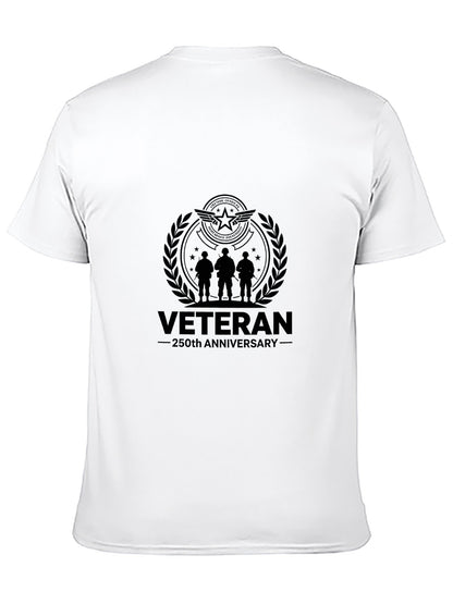 180g Pure Cotton Men's and Women's Patriotic "Veteran" Graphic Casual Cotton Tee for Daily Wear