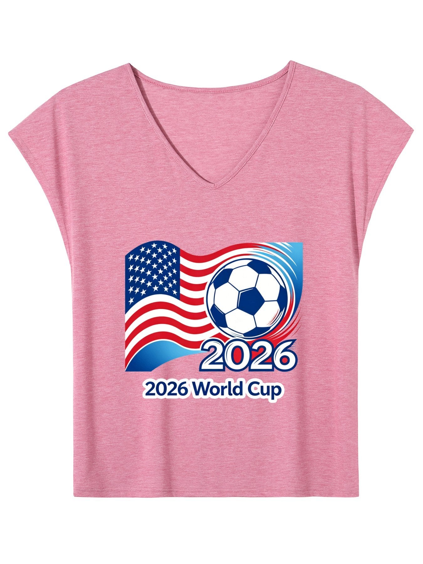 V-neck Sleeveless T-Shirt, Women's World Cup 2026 USA Soccer Graphic T-Shirt, USA Casual Cotton Tee