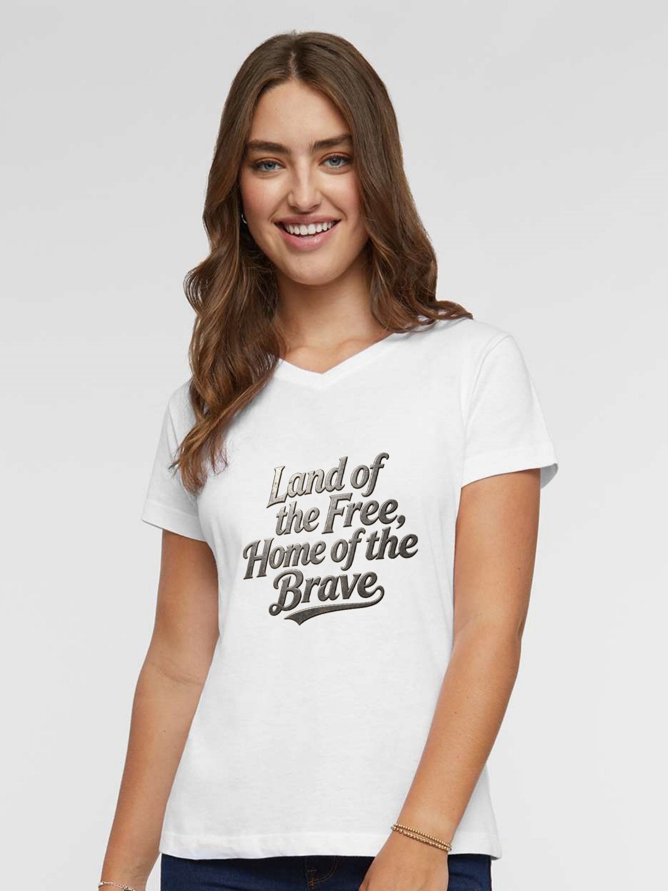 120g Pure Cotton V-neck Women's USA 250th.  Graphic T-Shirt,  Casual Cotton Tee for Daily Wear