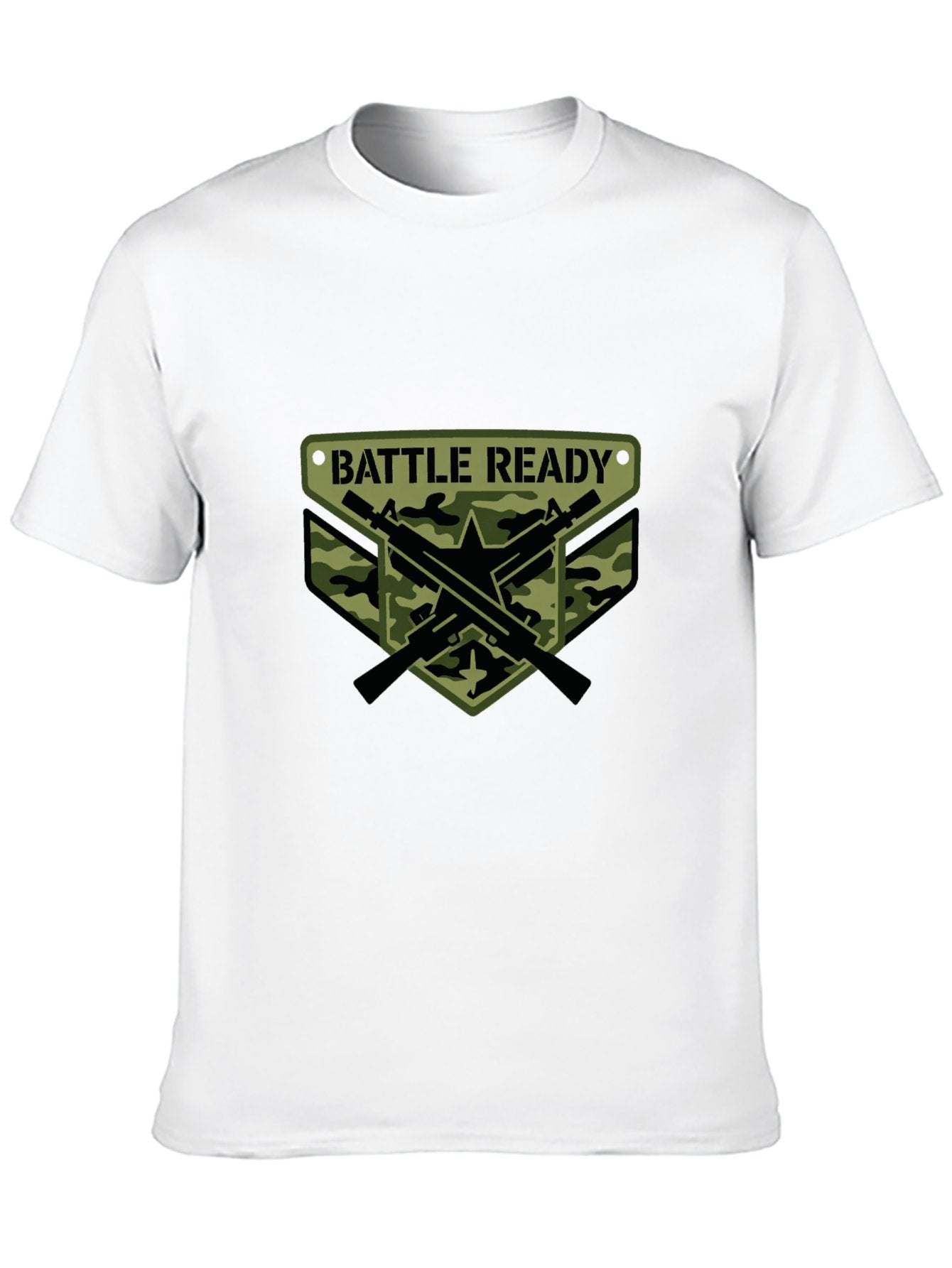 180g Pure Cotton Men's and Women's  Patrotic  "Battle Ready" Graphic T-Shirt, USA Casual Cotton Tee