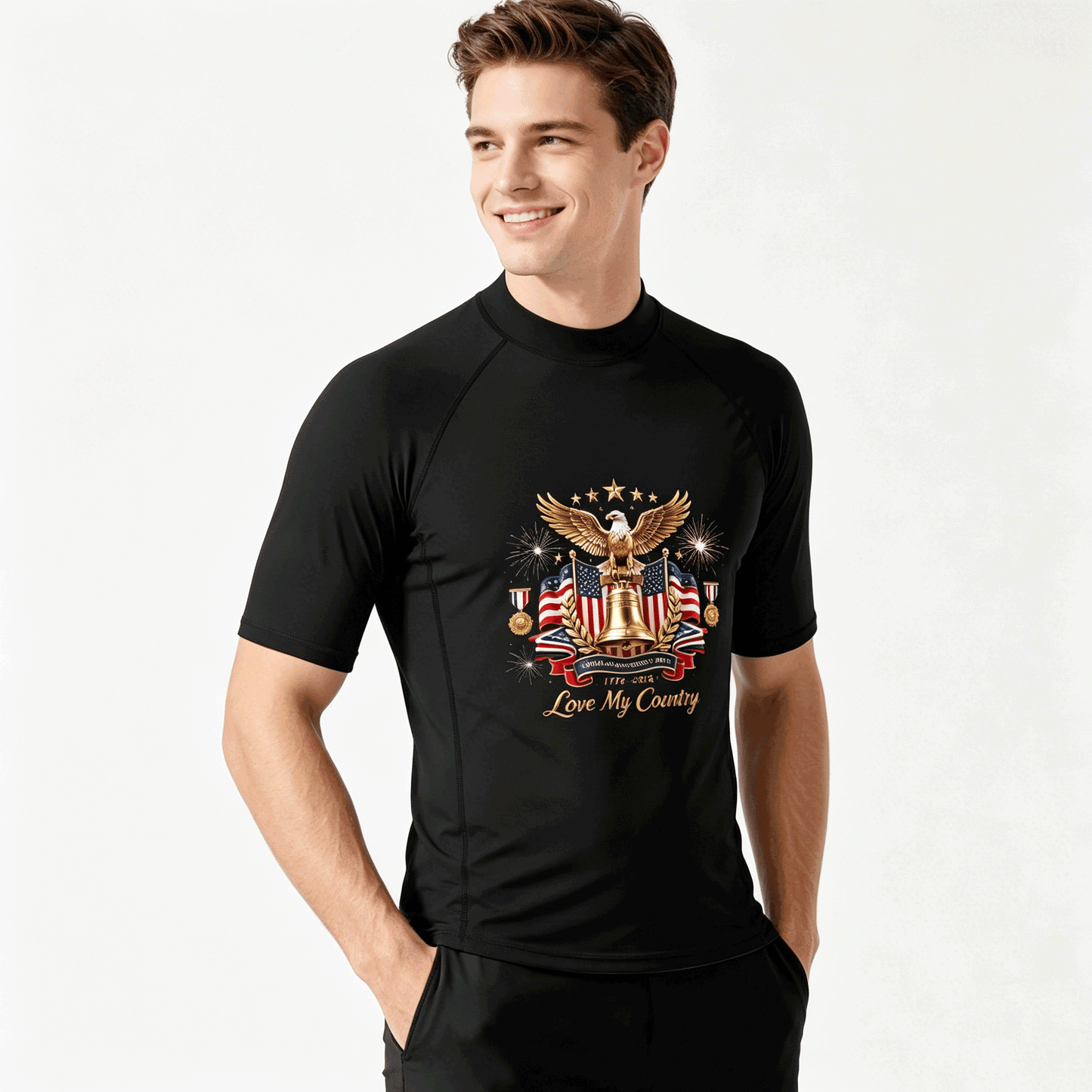 Retro Surf Graphic Suit, USA 250th. "Love My Country" Graphic Comfortable Water Sport Outfit as Gift for Men