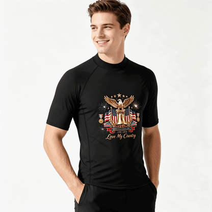 Retro Surf Graphic Suit, USA 250th. "Love My Country" Graphic Comfortable Water Sport Outfit as Gift for Men