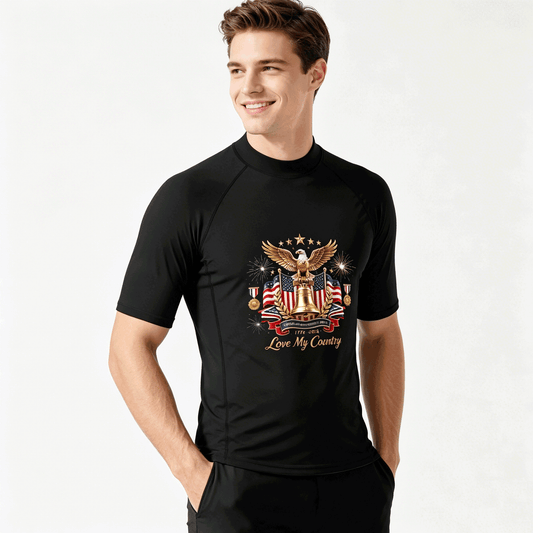 Retro Surf Graphic Suit, USA 250th. "Love My Country" Graphic Comfortable Water Sport Outfit as Gift for Men
