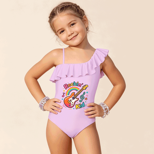 Printed Ruffled One Piece Swimsuit, Cute Summer Bathing Suit for Girls Beach Pool Party