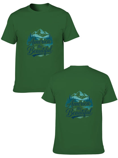 180g Pure Cotton Men's and Women's USA 250th. "America the Beautiful" Graphic T-Shirt, USA Casual Cotton Tee