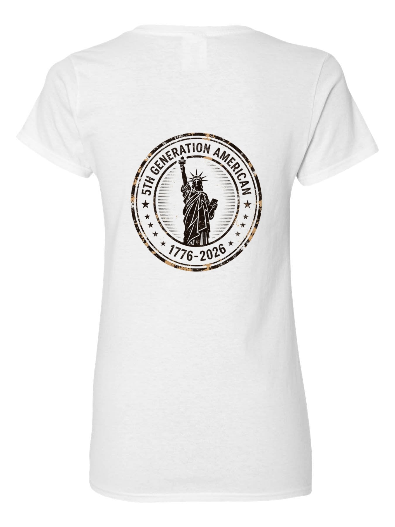 Pure Cotton V-neck Women's USA 250th. Family Legacy "5th. Generation " Graphic T-Shirt, USA Casual Cotton Tee