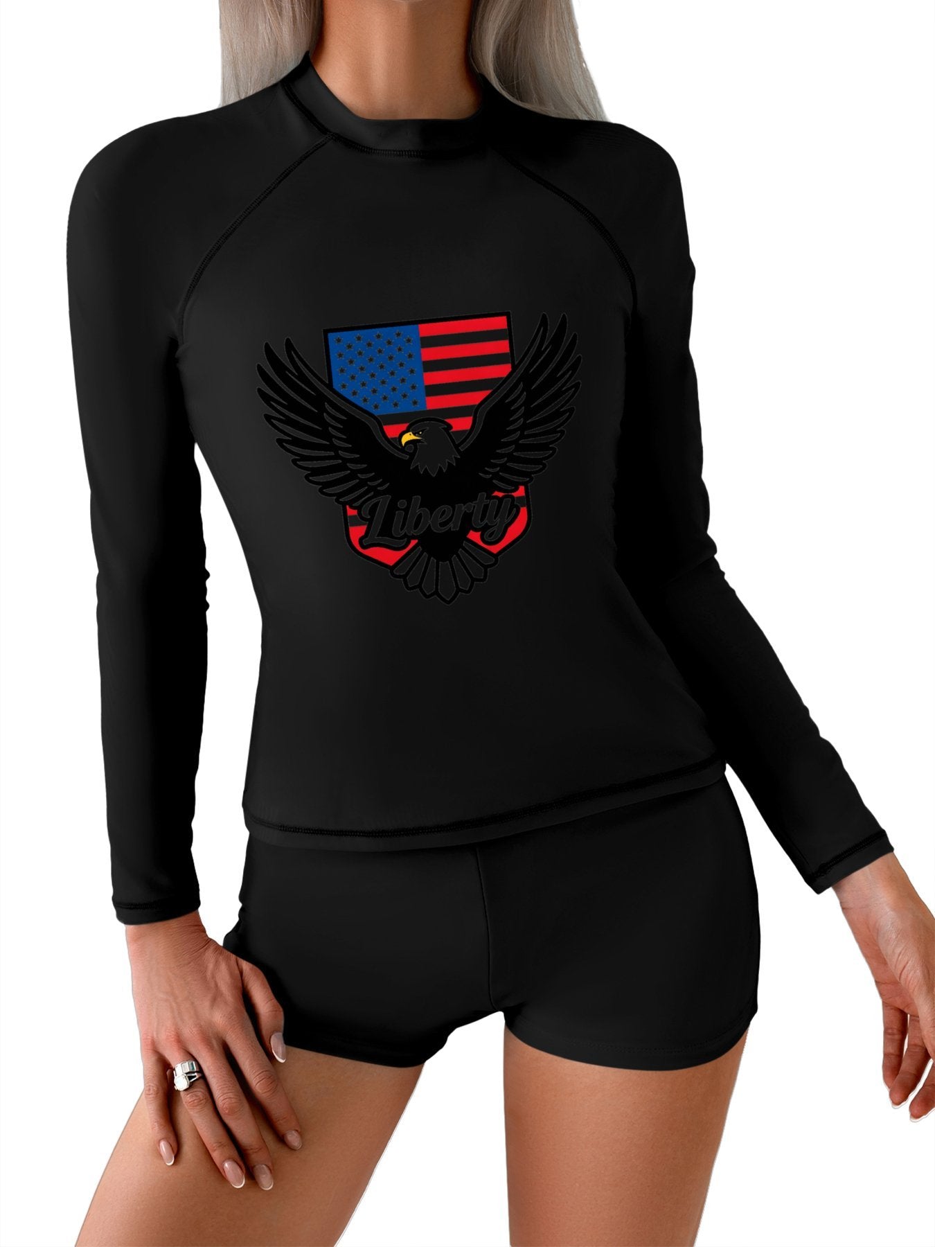 Printed Surf Wear Set, USA 250th. Graphic Customize Comfort Stretchy Bathing Suit for Ladies Outdoor Water Sports